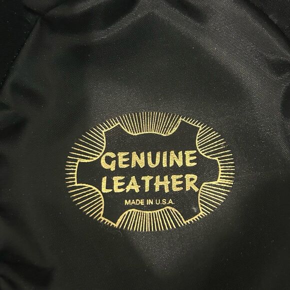 Vintage Fedora Hat Women's Size Med Color Black Leather USA Attached chin strap - Picture 6 of 11